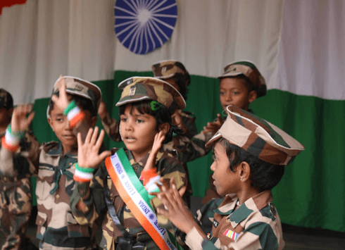 Students dressing up on Independence Day at Indian Public School
